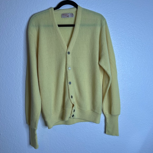 the fox collection Sweaters - Vintage The Fox Collection Grandpa Yellow Button Up Sweater